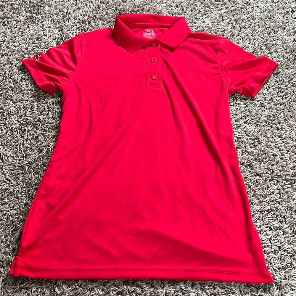 Red unisex loose fit polo